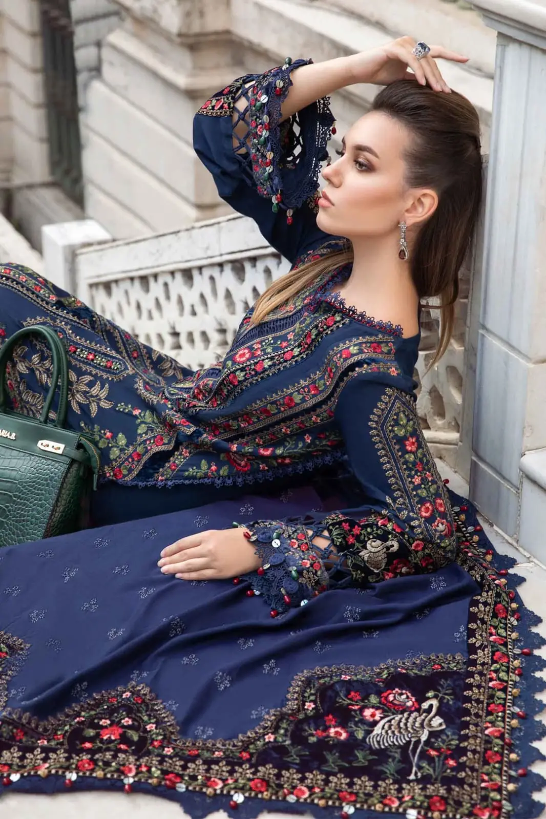 3 Pcs Women's Unstitched Embroidered Suit(HB)