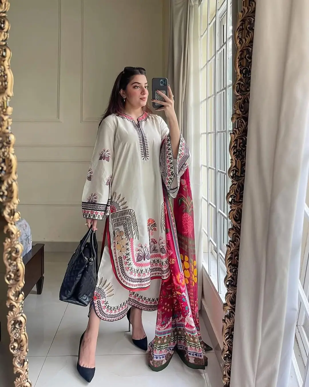 3 Pcs Women's Unstitched Embroidered Suit(HB)