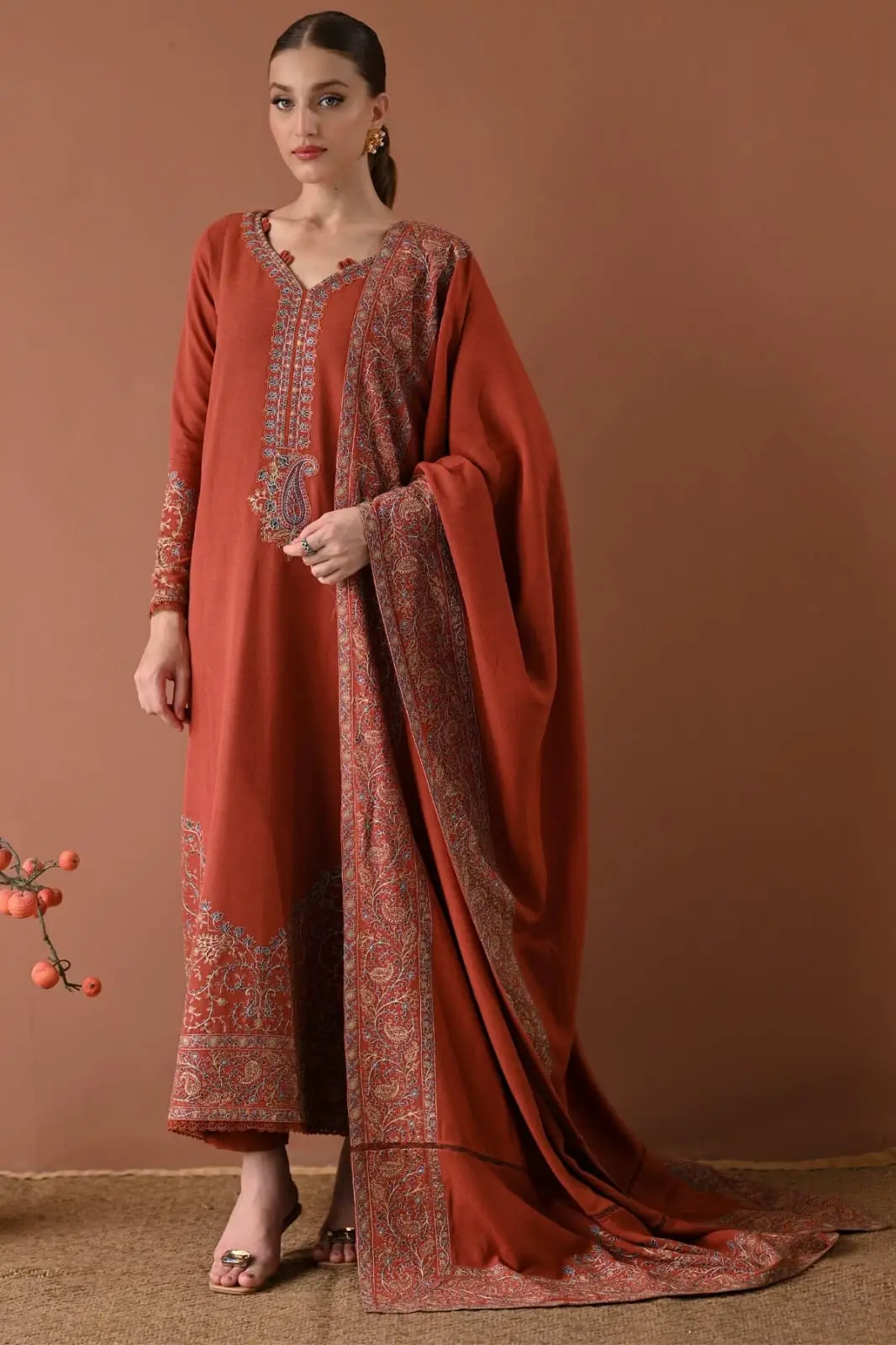 3 Pcs Women's Unstitched Embroidered Suit(HB)