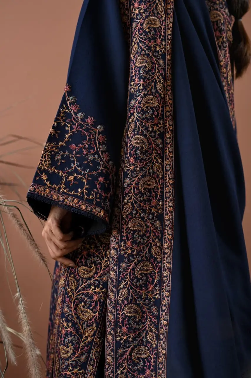 3 Pcs Women's Unstitched Embroidered Suit(HB)