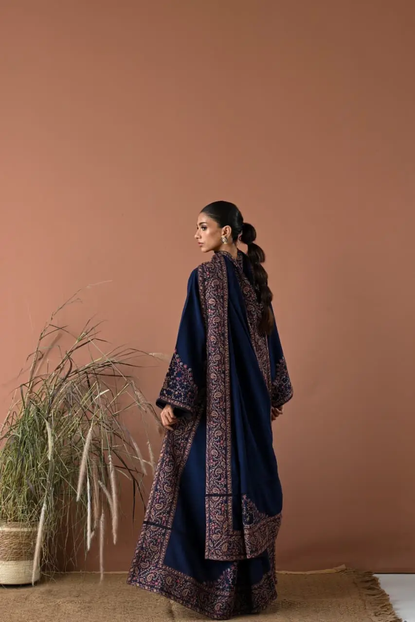 3 Pcs Women's Unstitched Embroidered Suit(HB)
