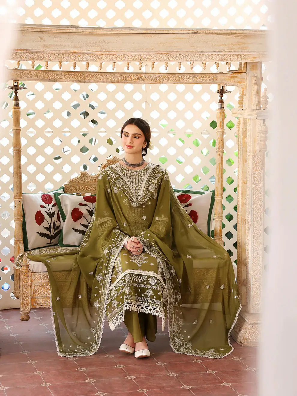3 Pcs Women's Unstitched Embroidered Suit(HB)