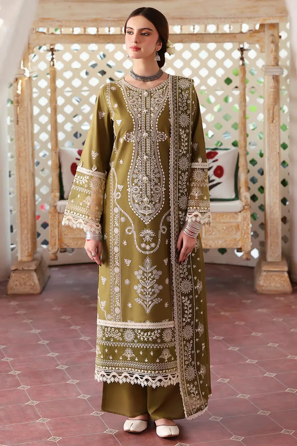 3 Pcs Women's Unstitched Embroidered Suit(HB)