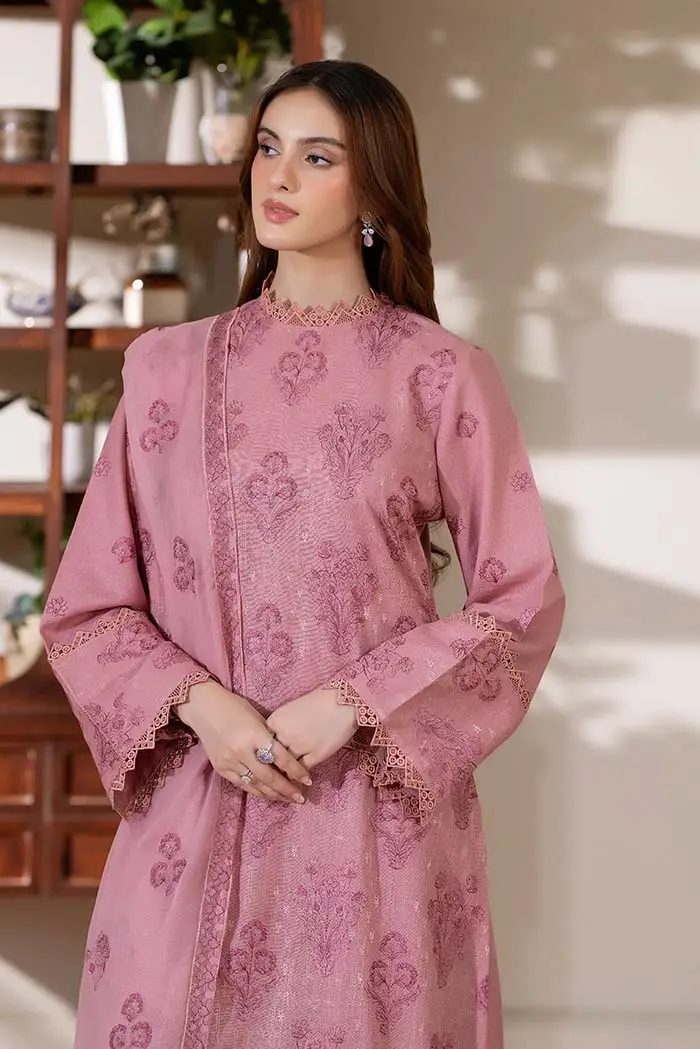 3 Pcs Women's Unstitched Embroidered Suit(HB)