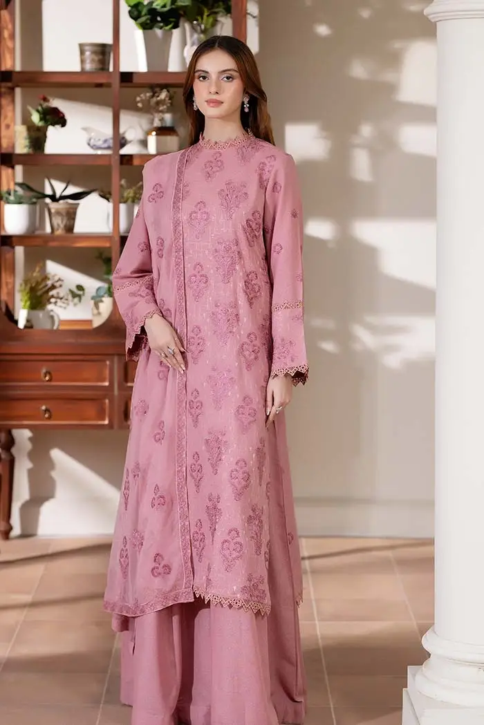3 Pcs Women's Unstitched Embroidered Suit(HB)