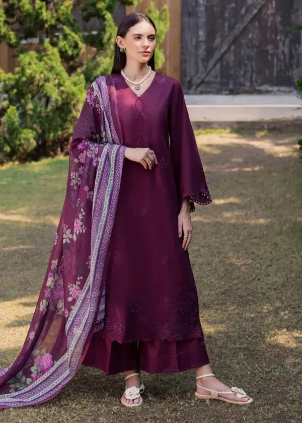 3 Pcs Women's Unstitched Embroidered Suit(HB)
