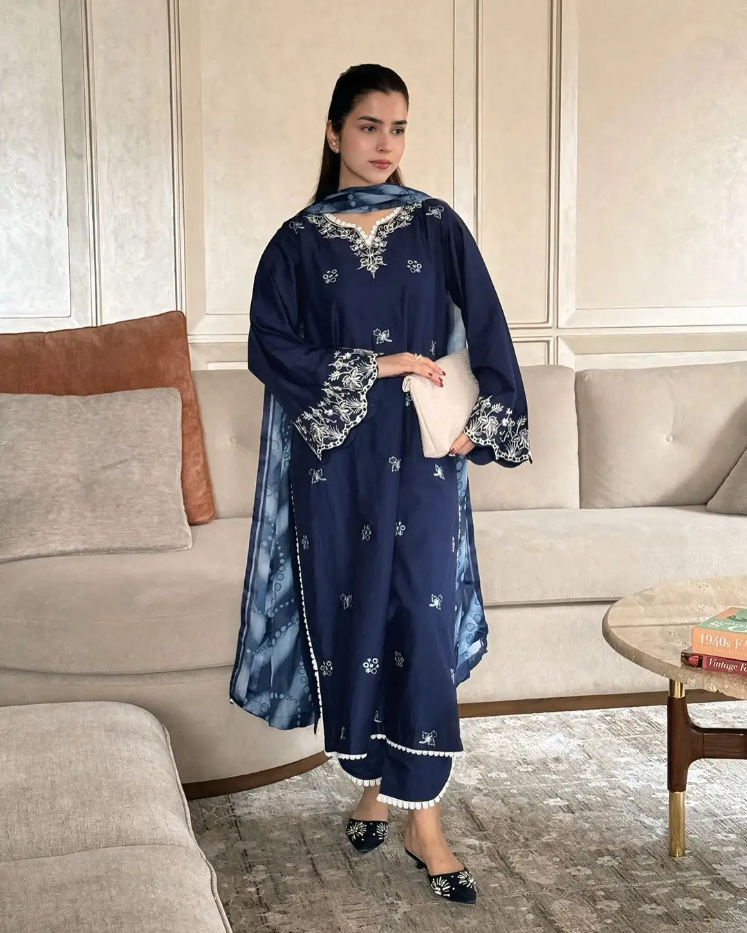 3 Pcs Women's Unstitched Embroidered Suit(HB)