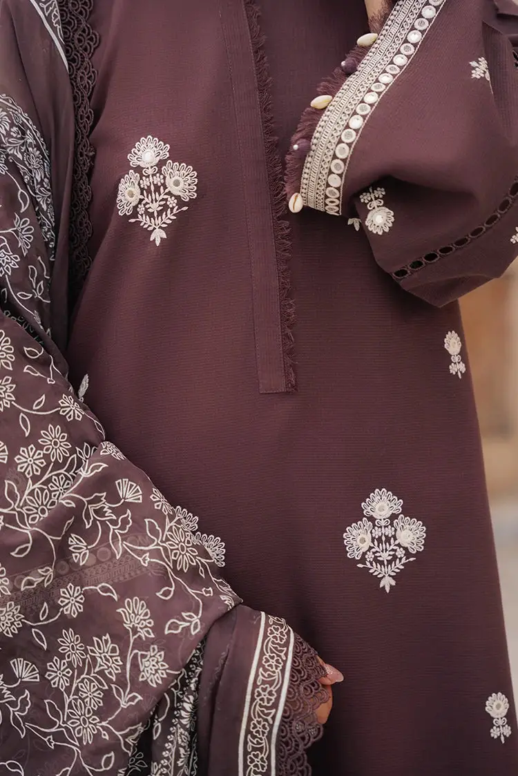 3 Pcs Women's Unstitched Embroidered Suit(AW)