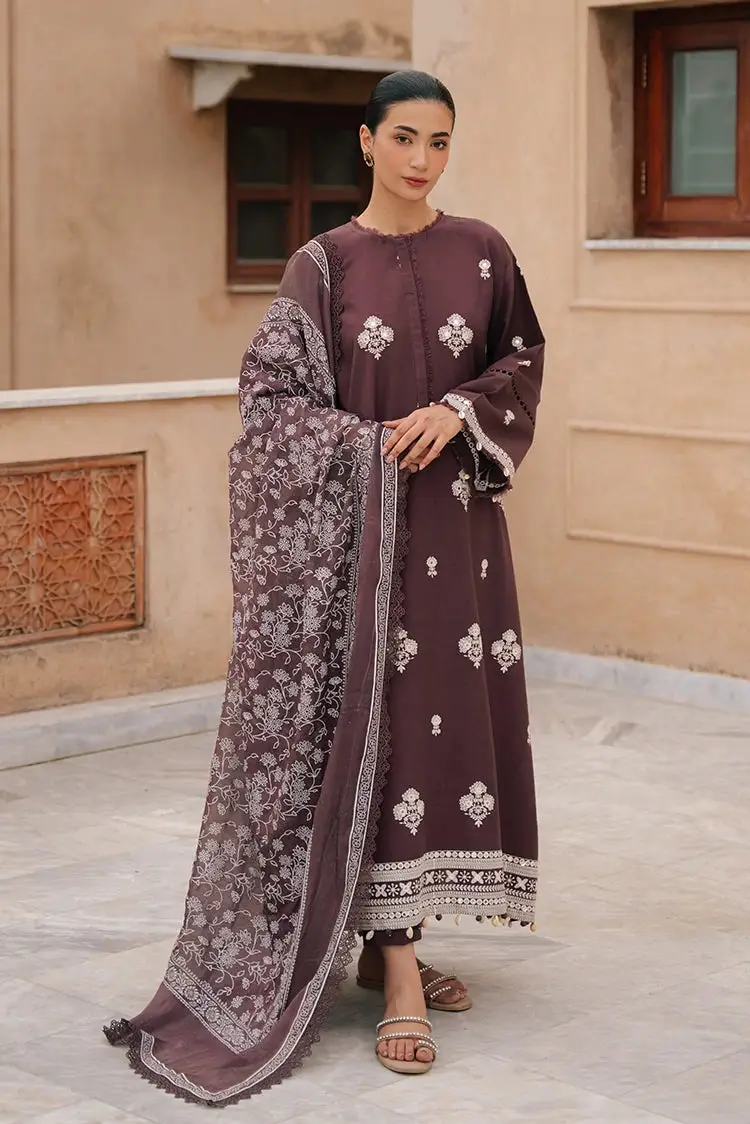 3 Pcs Women's Unstitched Embroidered Suit(AW)