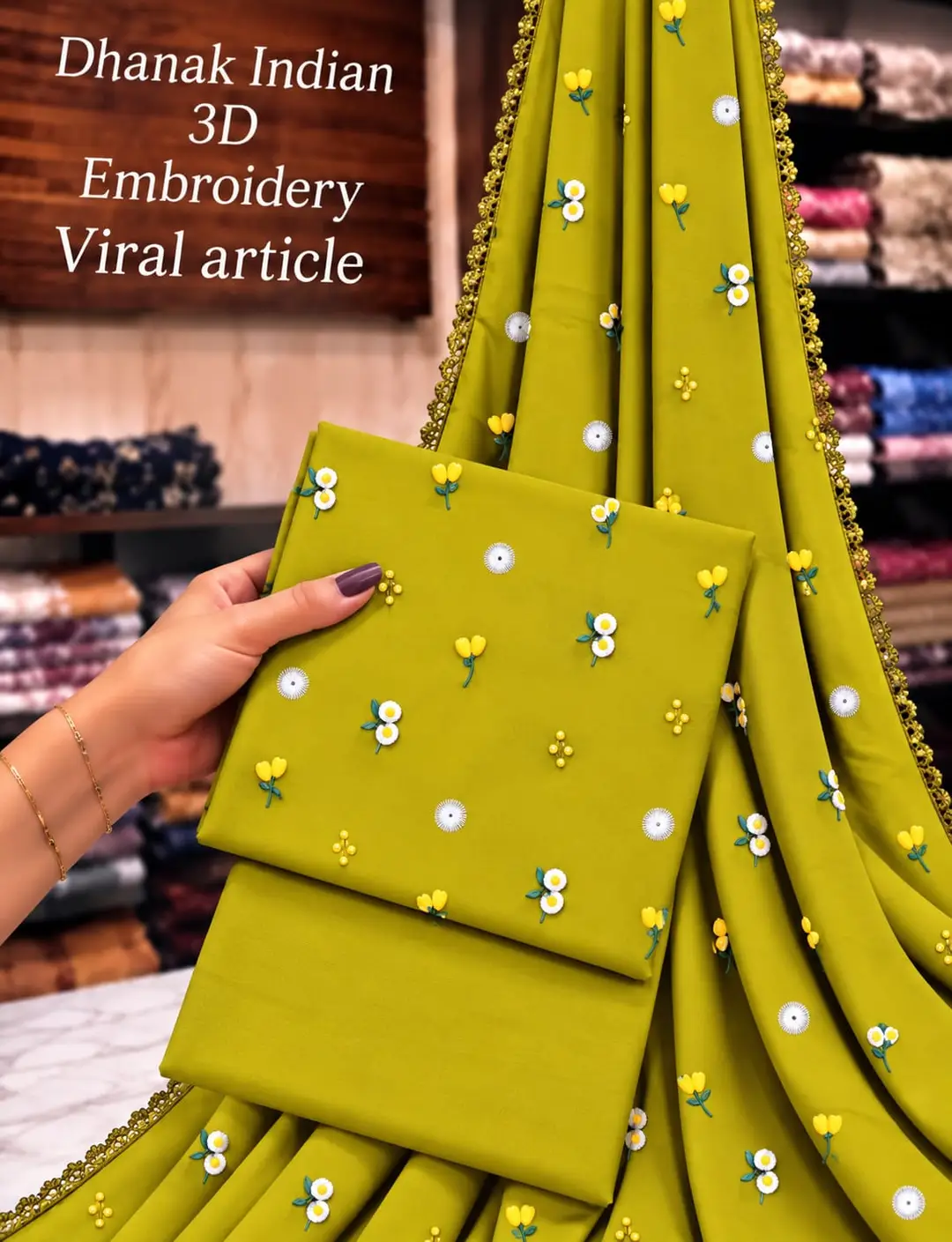 3 Pcs Women's Unstitched Embroidered Suit(bf)
