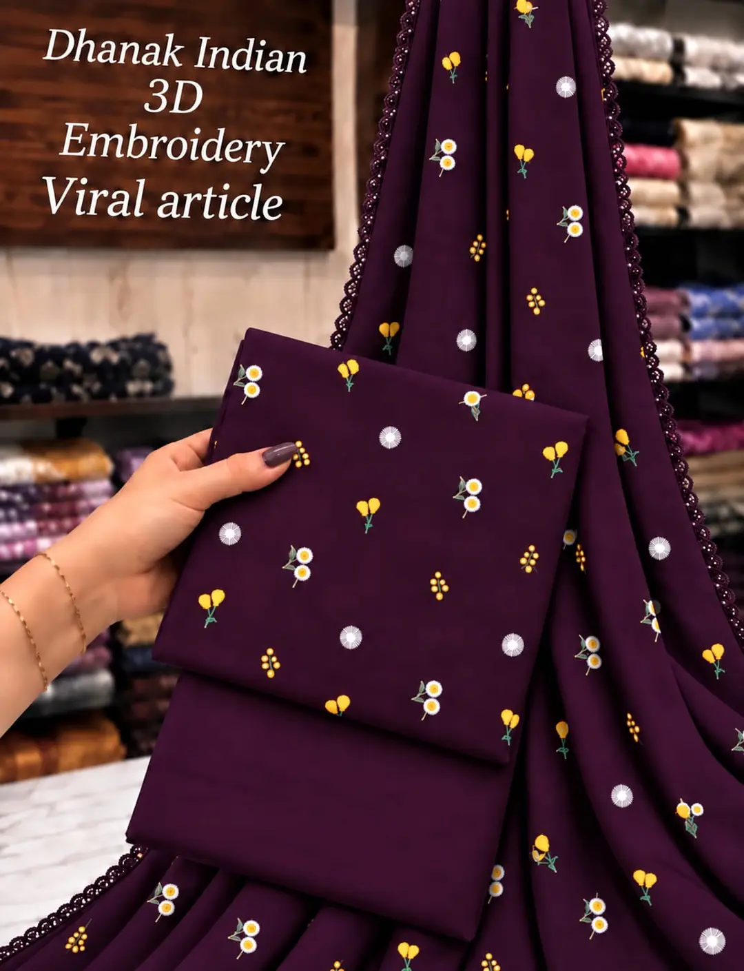 3 Pcs Women's Unstitched Embroidered Suit(bf)