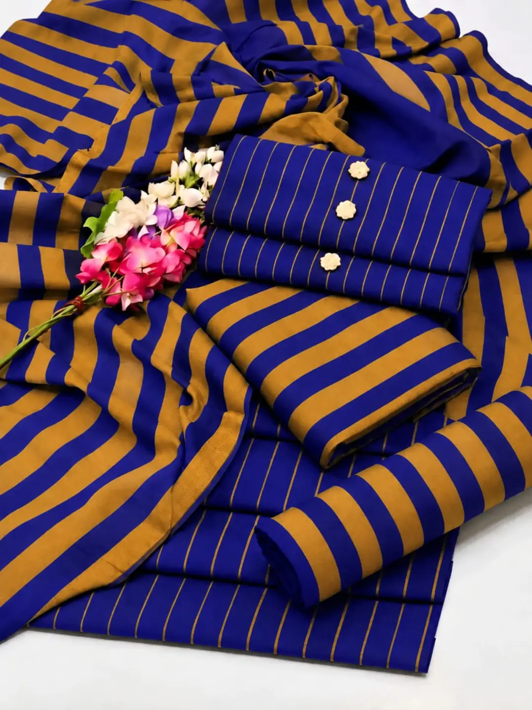 3 Pcs Women's Unstitched Printed Suit(bf)