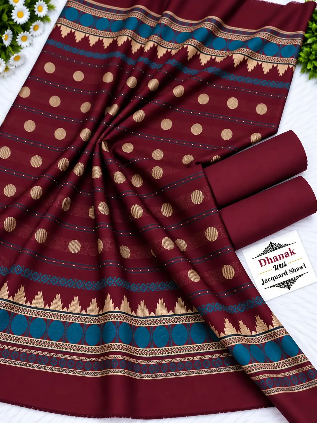 3 Pcs Women's Unstitched Plain Suit(bf)