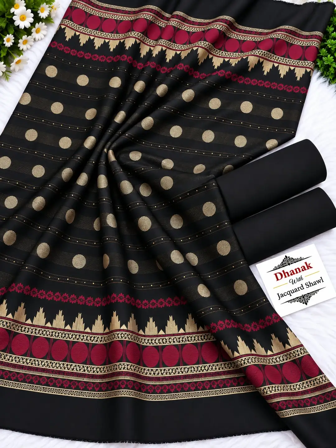 3 Pcs Women's Unstitched Plain Suit(bf)