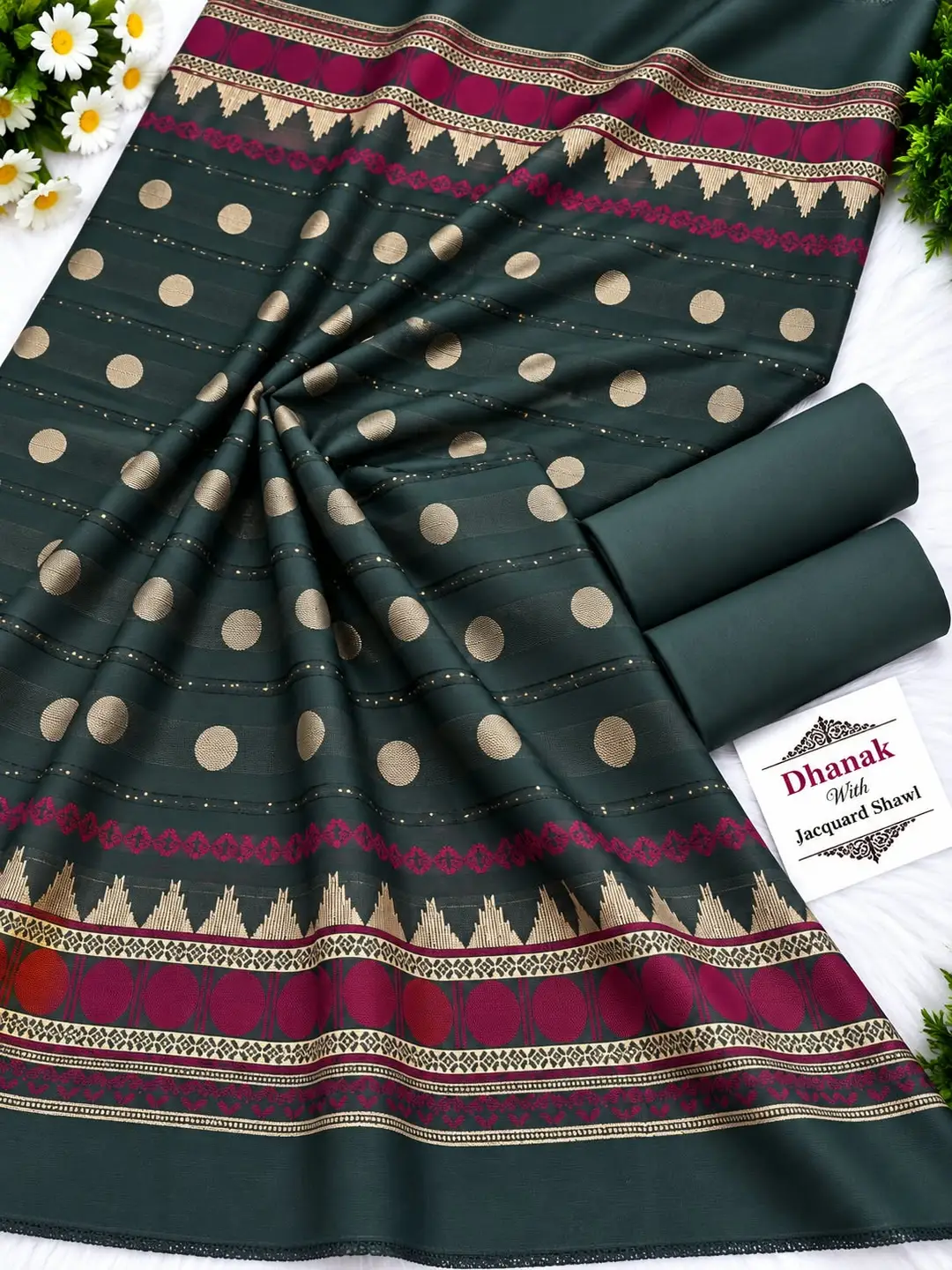 3 Pcs Women's Unstitched Plain Suit(bf)