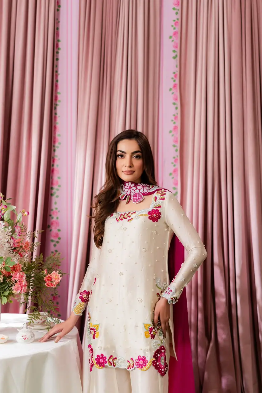 3 Pcs Women's Unstitched Embroidered Suit(skf)