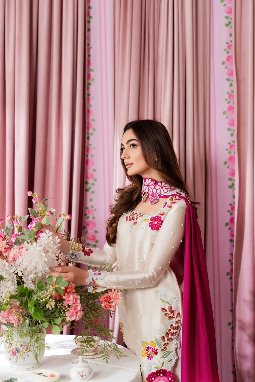 3 Pcs Women's Unstitched Embroidered Suit(skf)