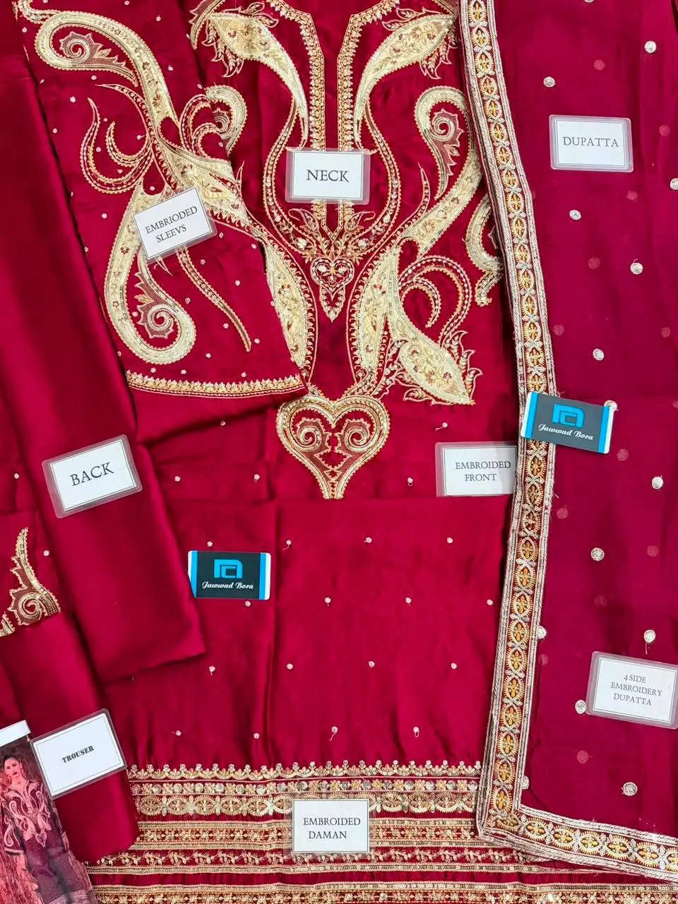 3 Pcs Women's Unstitched Embroidered Suit(skf)