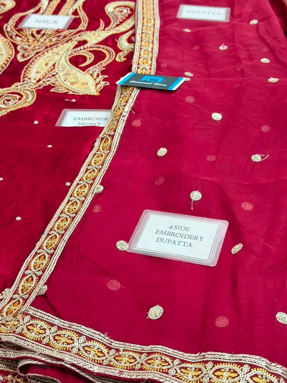 3 Pcs Women's Unstitched Embroidered Suit(skf)