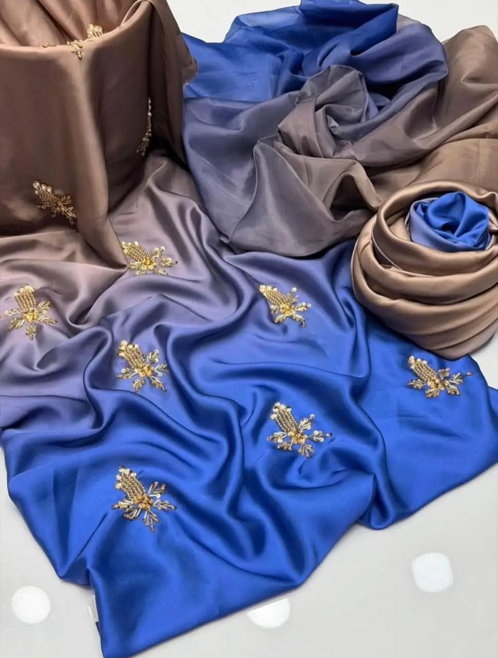 3 Pcs Women's Unstitched Hand Embroidered Suit(skf)