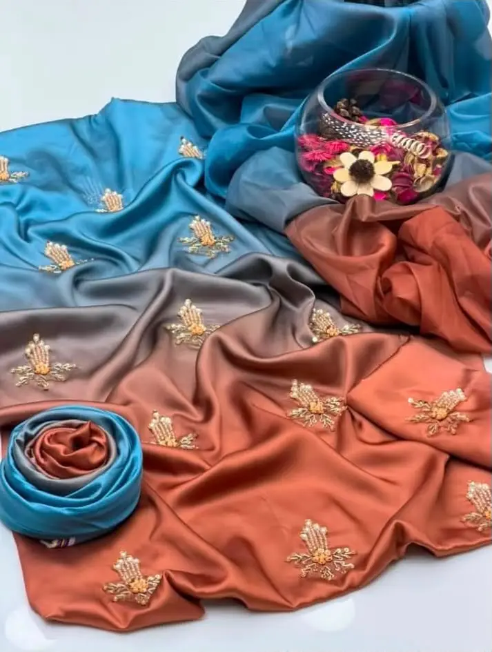 3 Pcs Women's Unstitched Hand Embroidered Suit(skf)