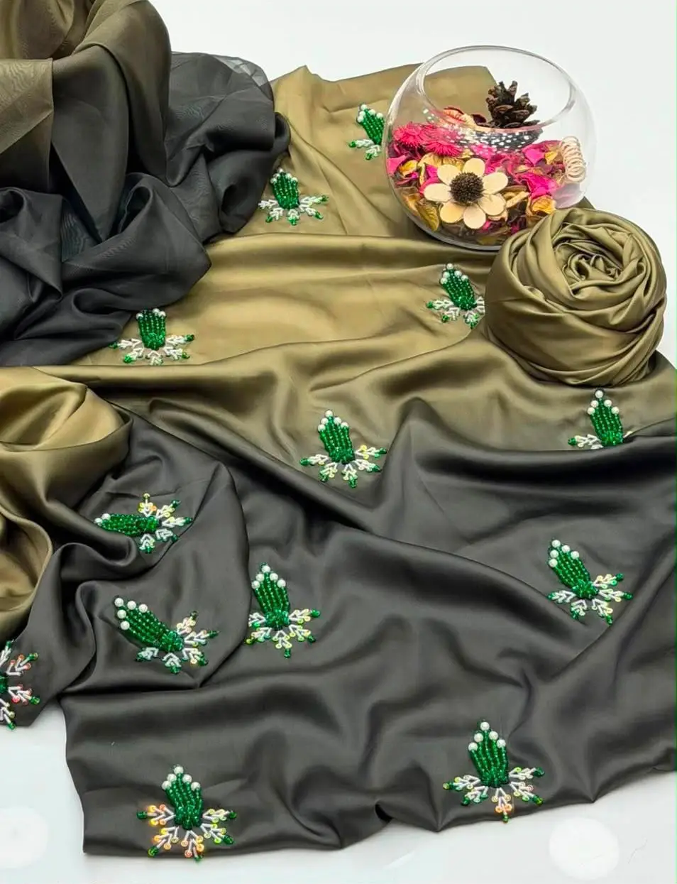 3 Pcs Women's Unstitched Hand Embroidered Suit(skf)