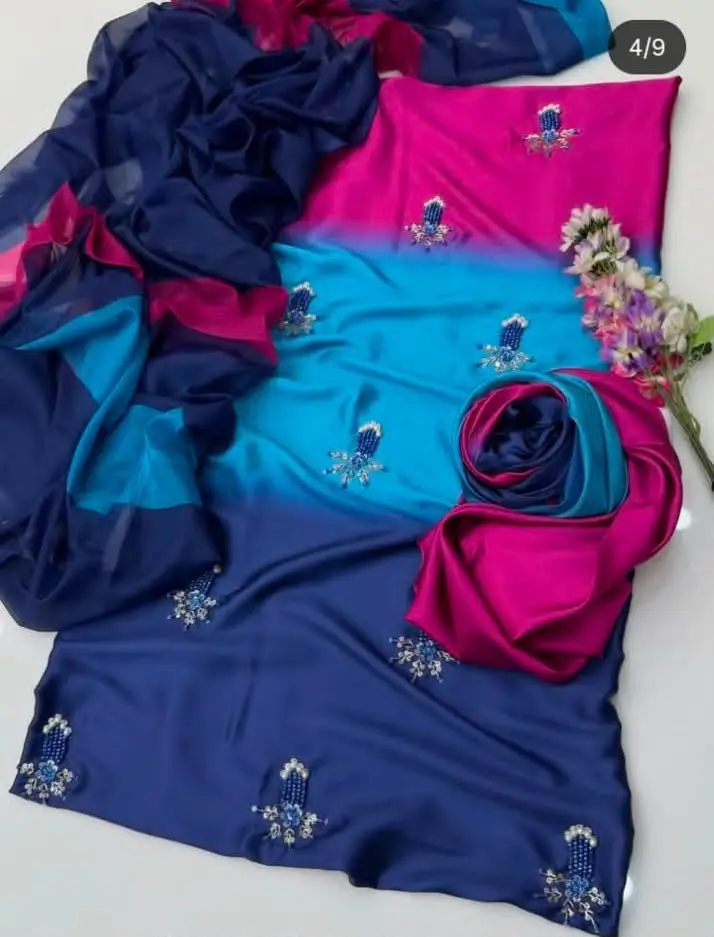 3 Pcs Women's Unstitched Hand Embroidered Suit(skf)