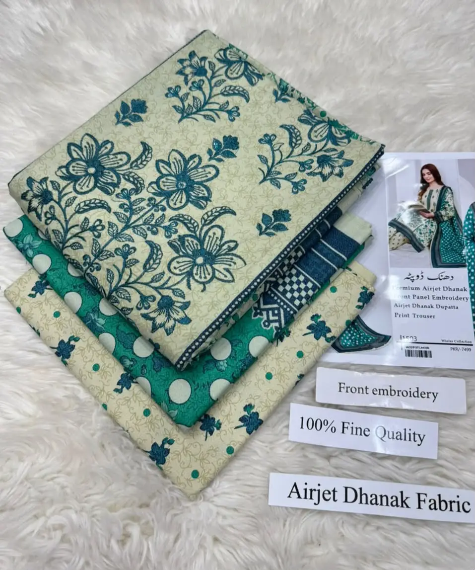 3 Pcs Women's Unstitched Printed Suit(f&f)