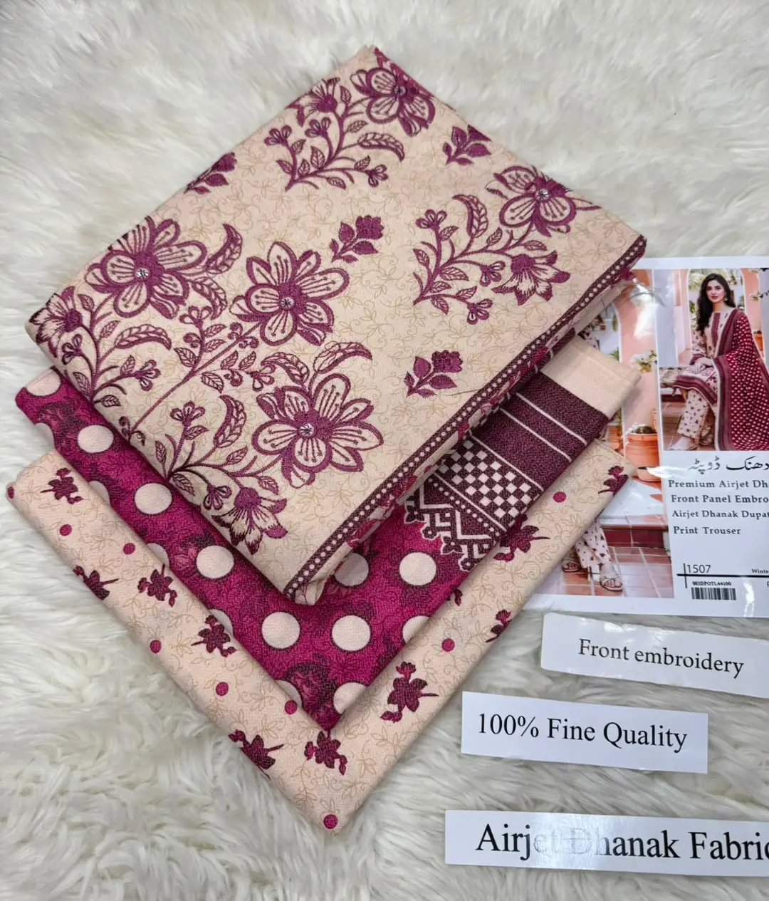 3 Pcs Women's Unstitched Printed Suit(f&f)