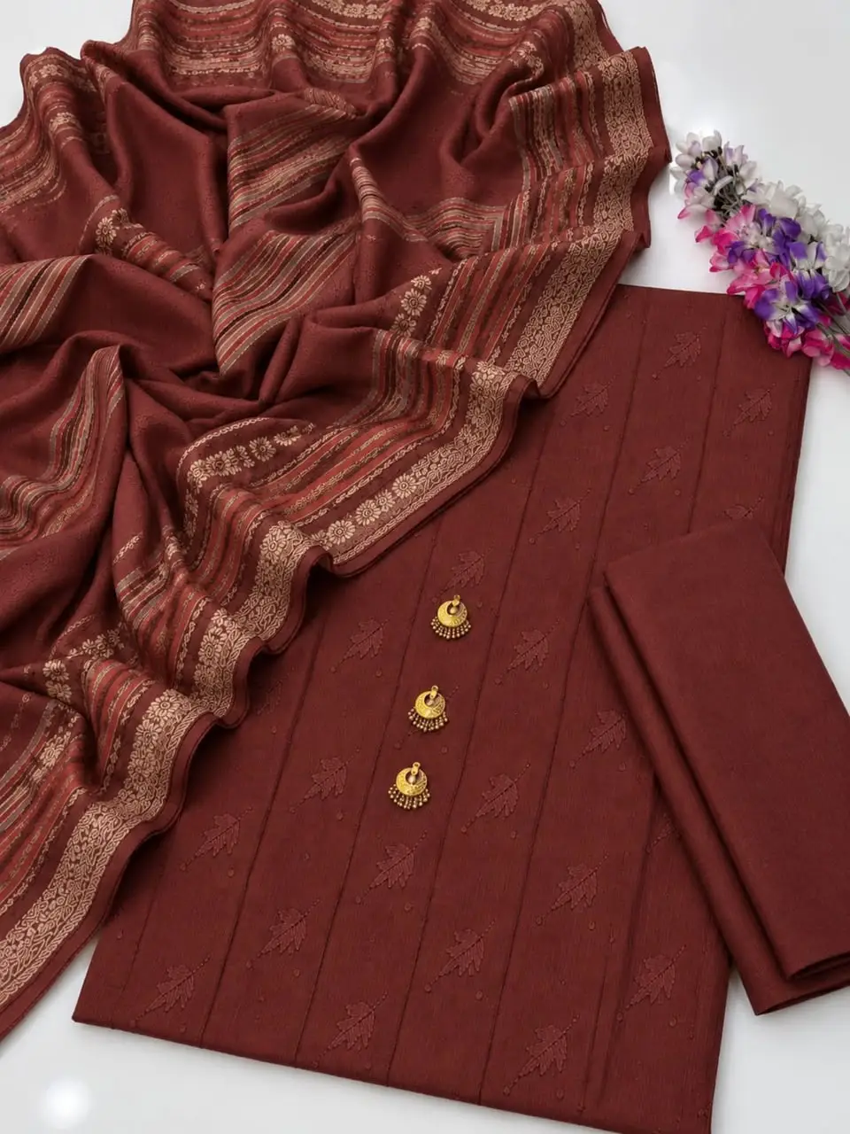 3 Pcs Women's Unstitched Printed Suit(f&f)