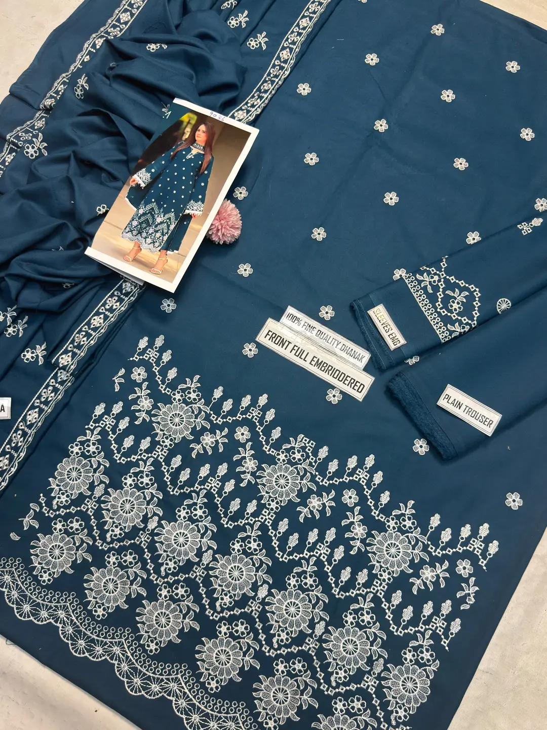 3 Pcs Women's Unstitched Embroidered Suit(f&f)