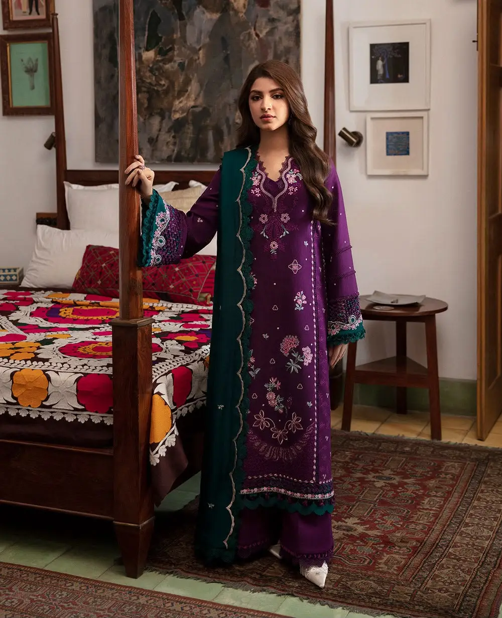 3 Pcs Women's Unstitched Embroidered Suit(f&f)