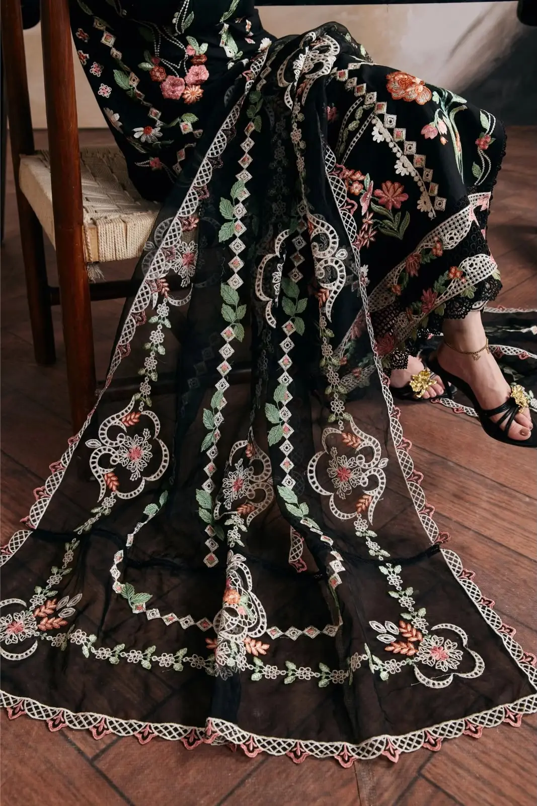 3 Pcs Women's Unstitched Embroidered Suit(f&f)