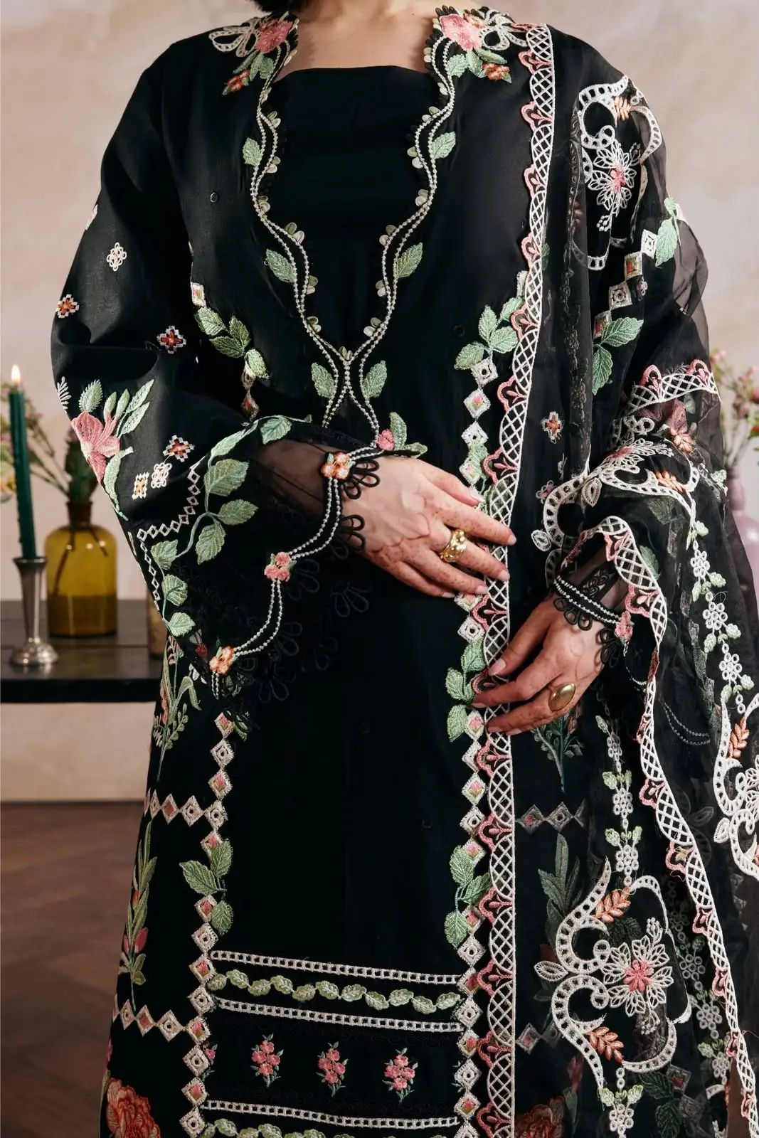 3 Pcs Women's Unstitched Embroidered Suit(f&f)