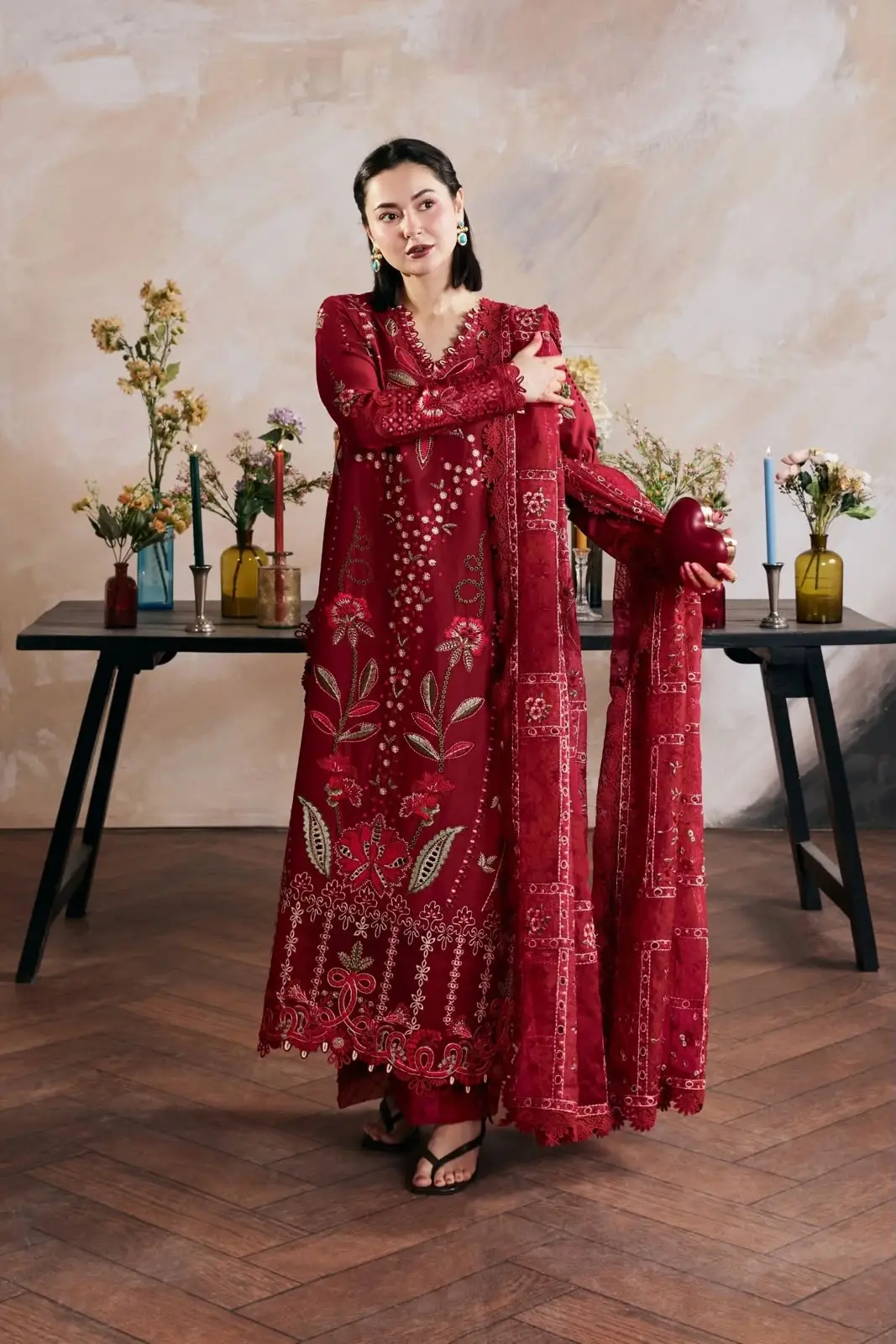 3 Pcs Women's Unstitched Embroidered Suit(f&f)