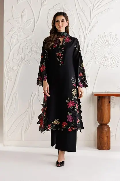 3 Pcs Women's Unstitched Embroidered Suit(f&f)