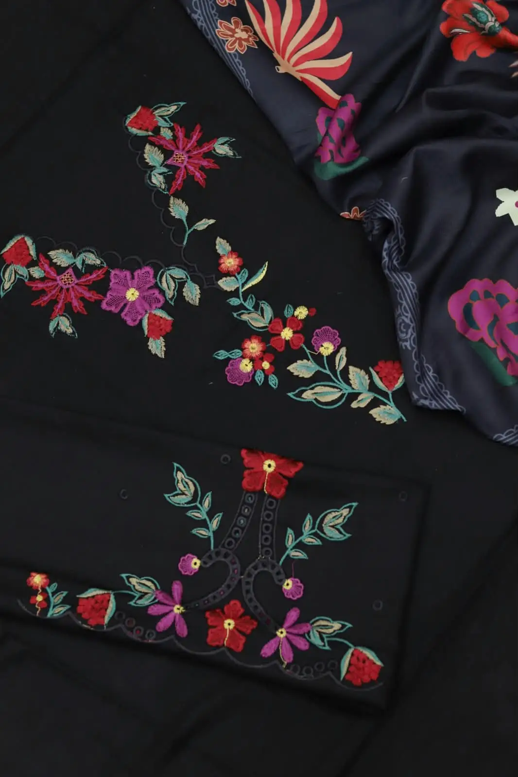 3 Pcs Women's Unstitched Embroidered Suit(f&f)