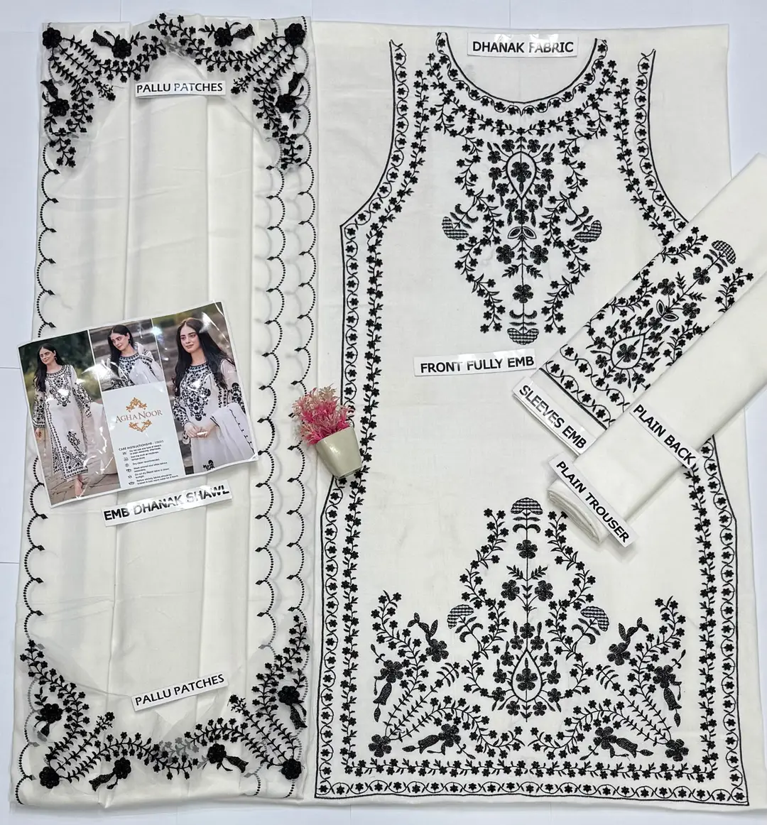3 Pcs Women's Unstitched Embroidered Suit(hb)
