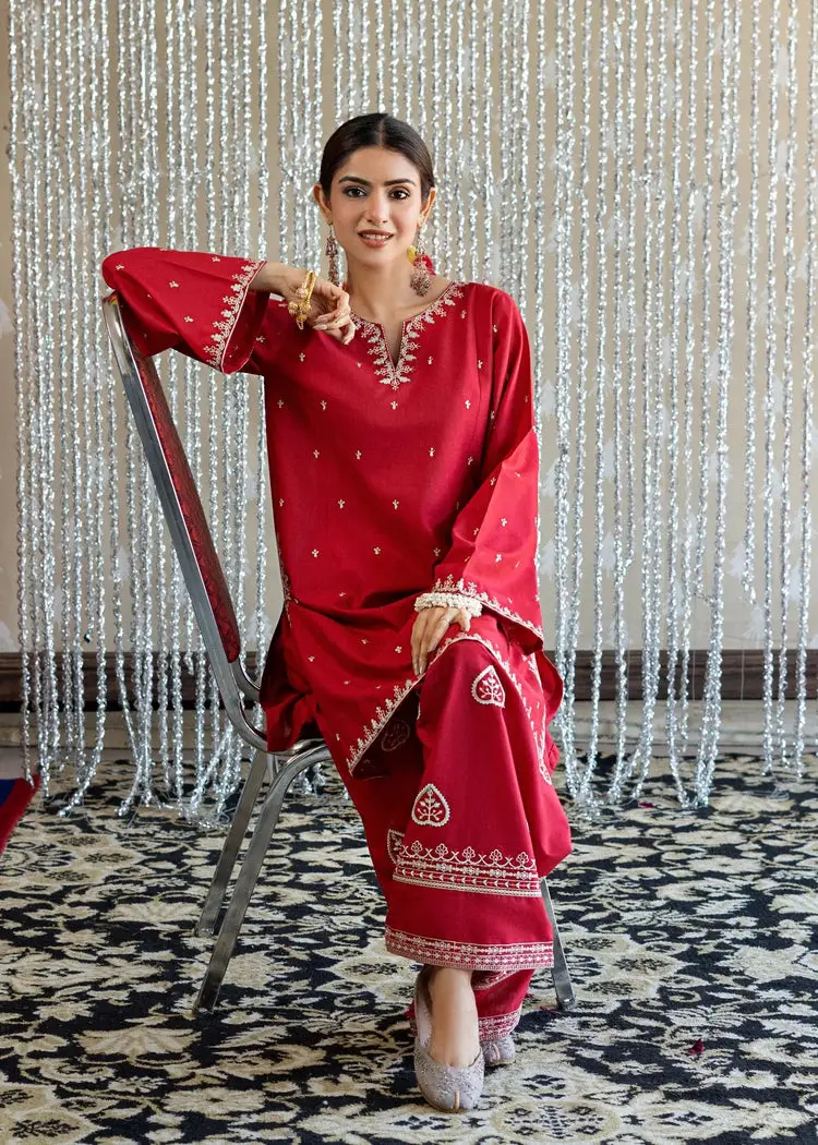2 Pcs Women's Unstitched Embroidered Suit