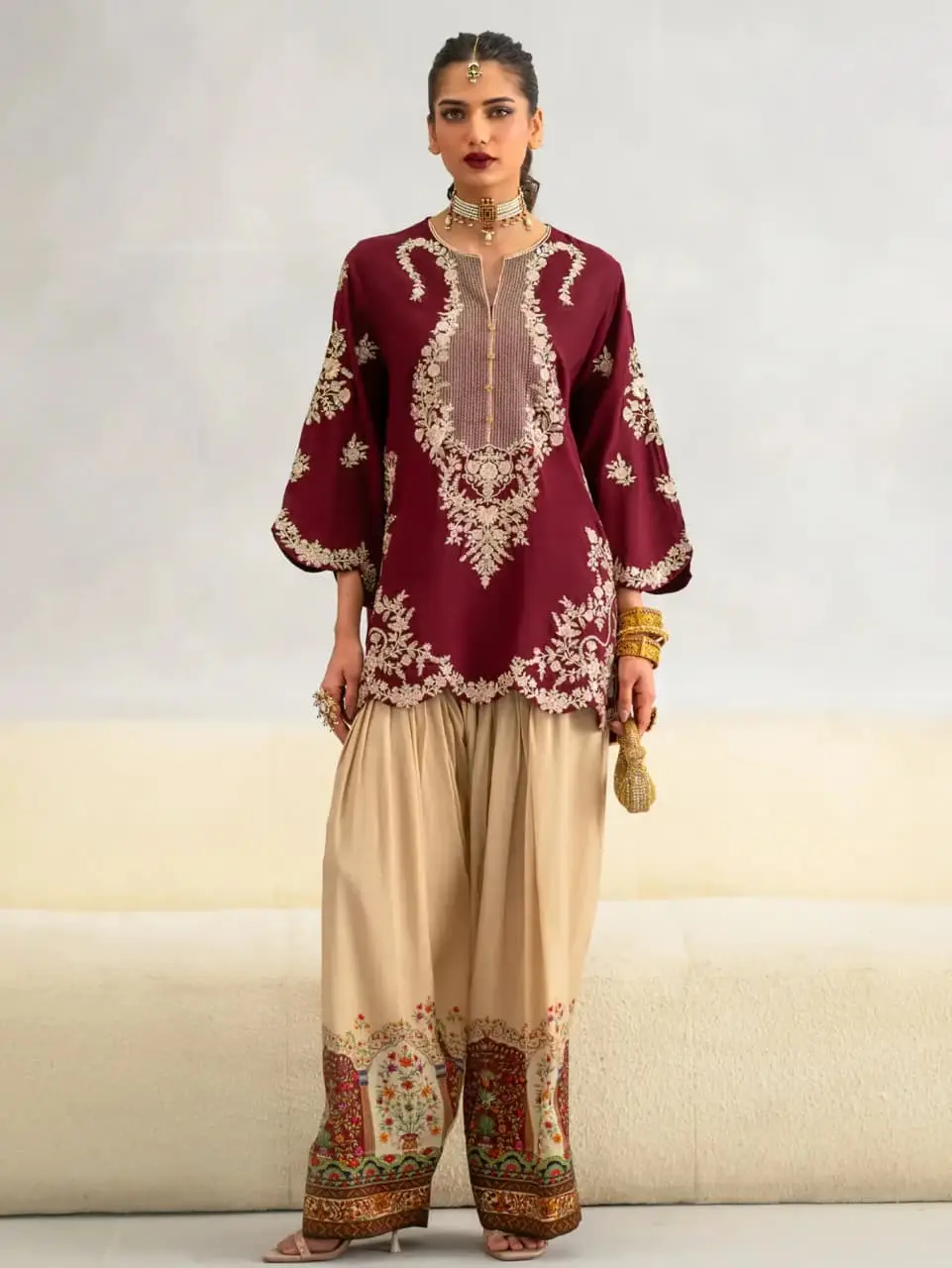 shmrooz silk pakistani high demand all seasone 2 Pcs Women's Unstitched Embroidered Suit