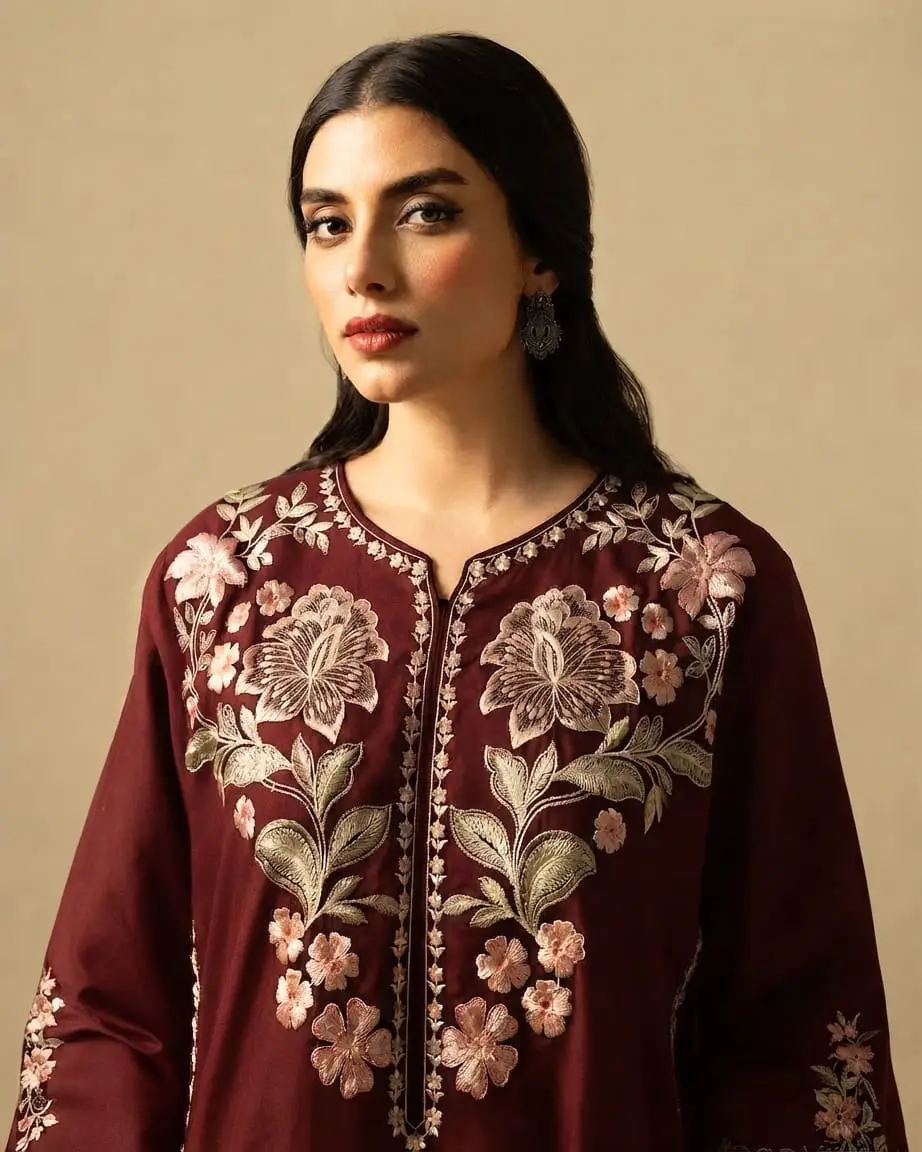 2 Pcs Women's Unstitched Embroidered Suit