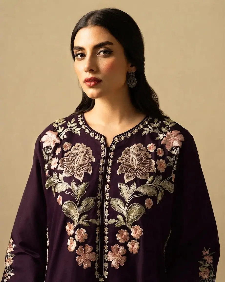 2 Pcs Women's Unstitched Embroidered Suit