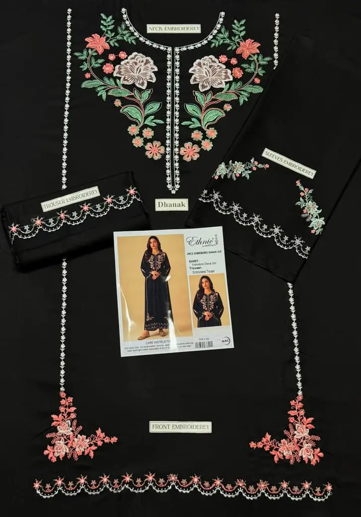 2 Pcs Women's Unstitched Embroidered Suit