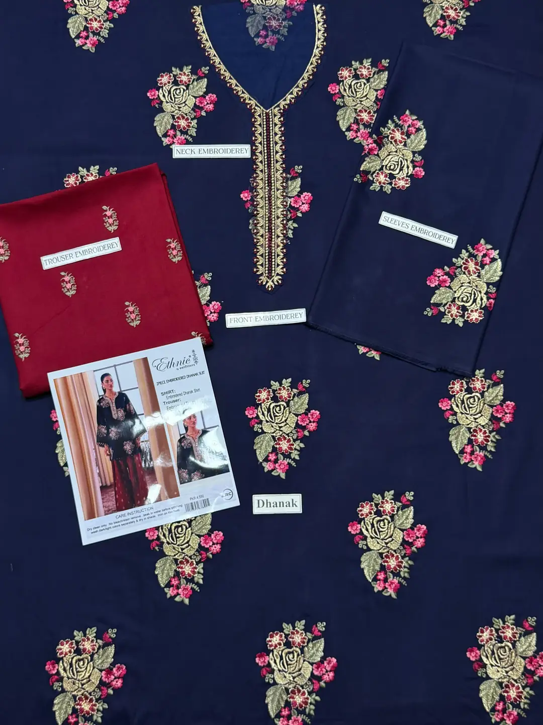 2 Pcs Women's Unstitched Embroidered Suit