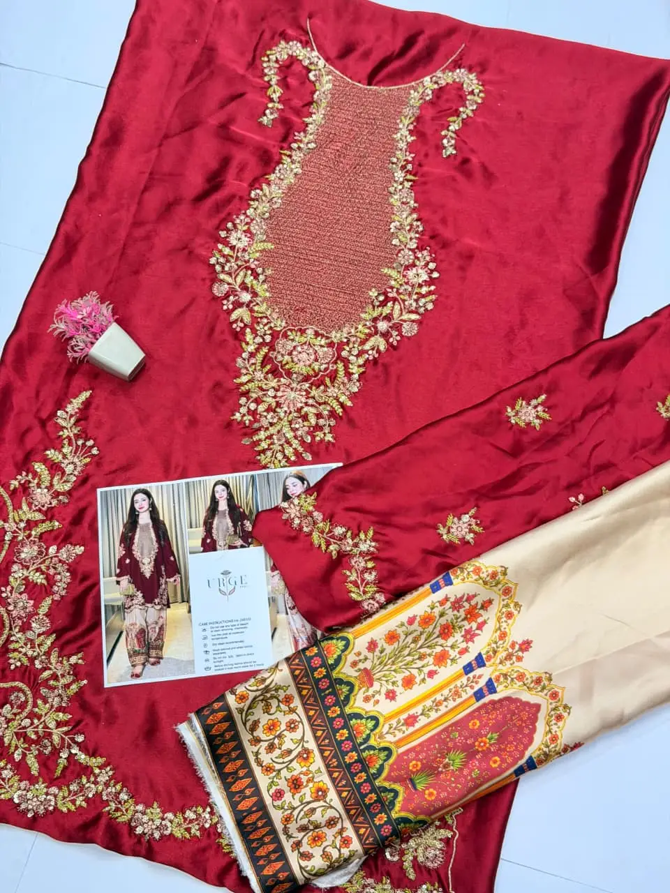 2 Pcs Women's Unstitched Embroidered Suit(HB)