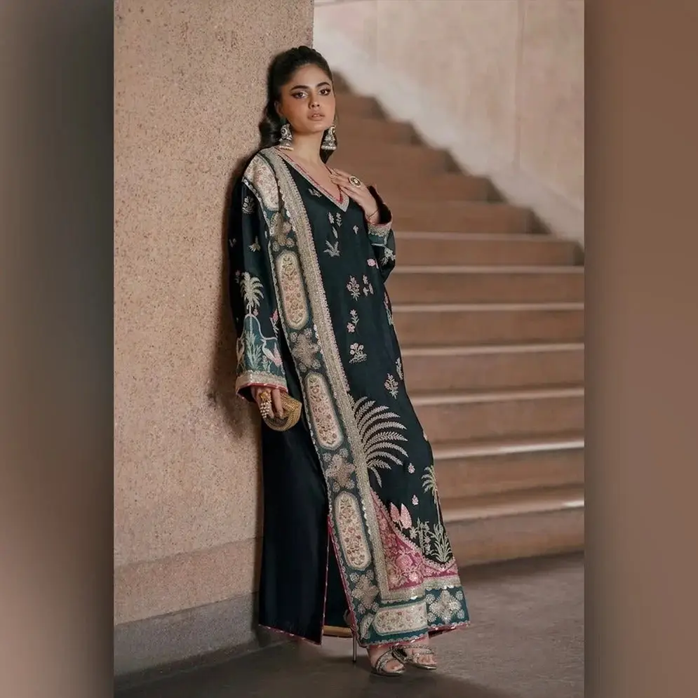 2 Pcs Women's Unstitched Embroidered Suit(HB)