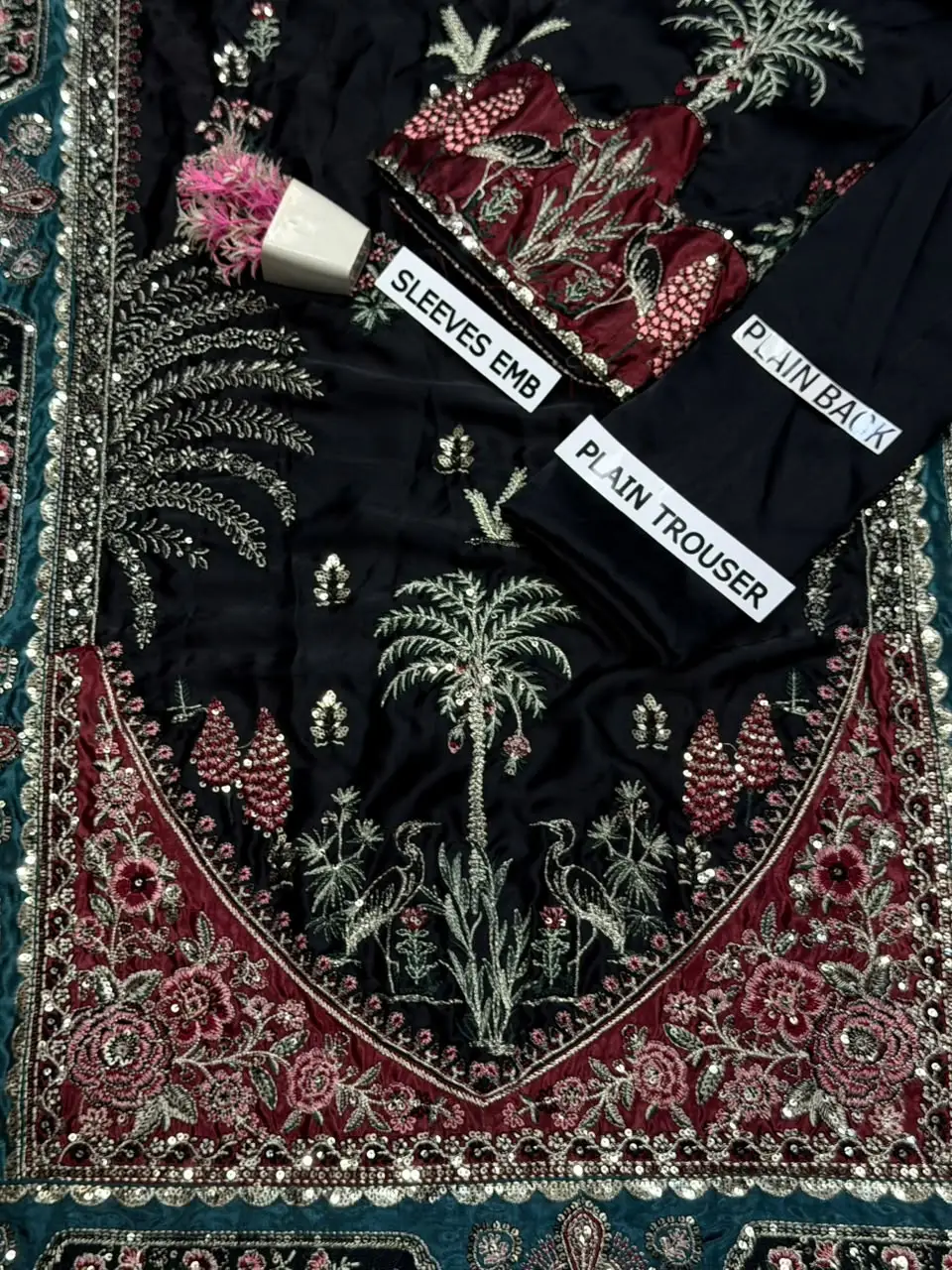 2 Pcs Women's Unstitched Embroidered Suit(HB)