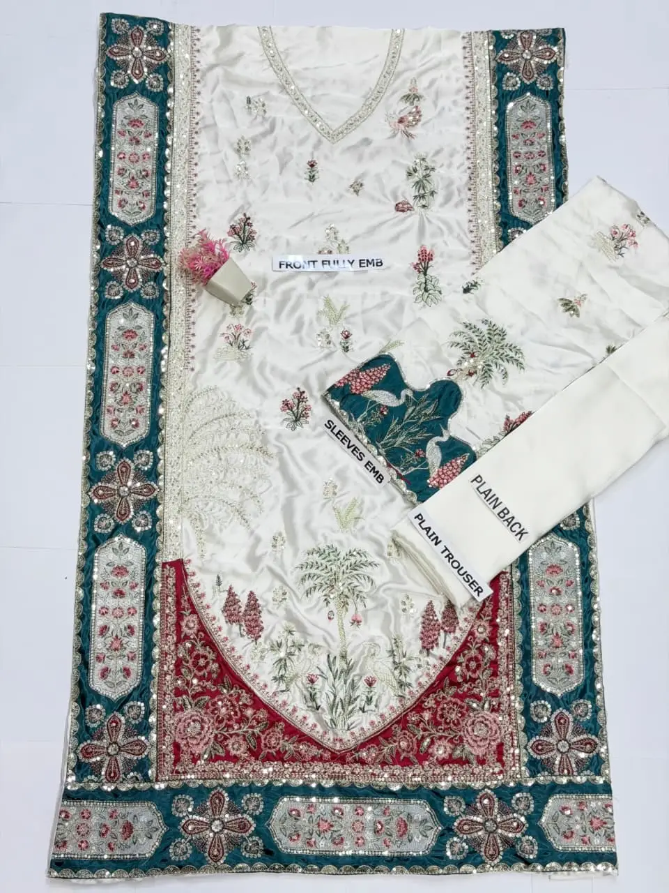 2 Pcs Women's Unstitched Embroidered Suit(HB)