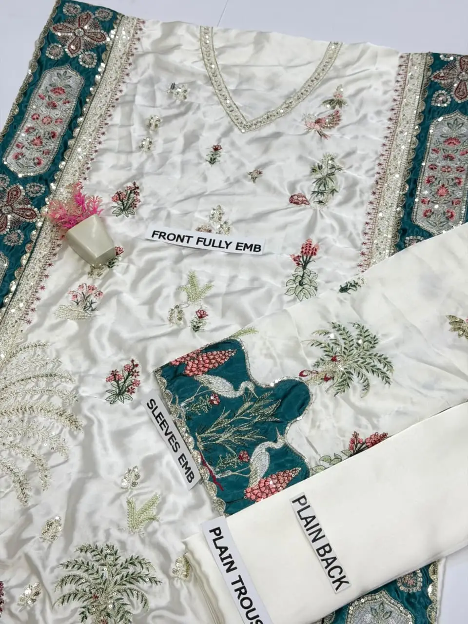 2 Pcs Women's Unstitched Embroidered Suit(HB)