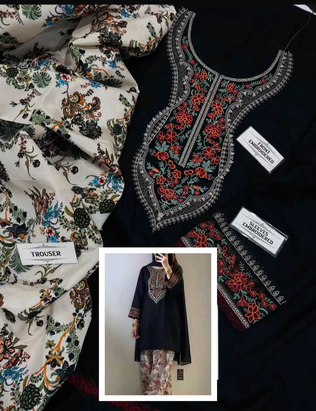 2 Pcs Women's Unstitched Embroidered Suit(AW)